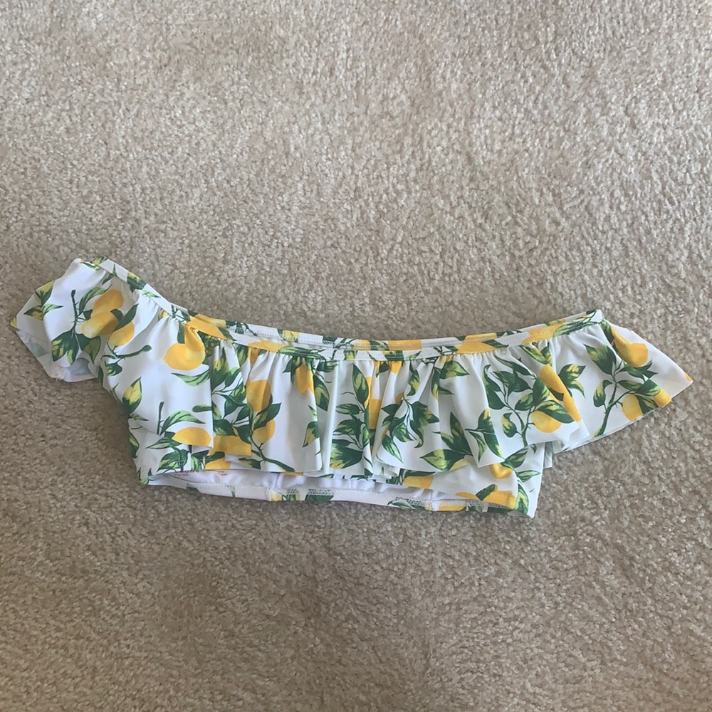 lemon print bathing suit top